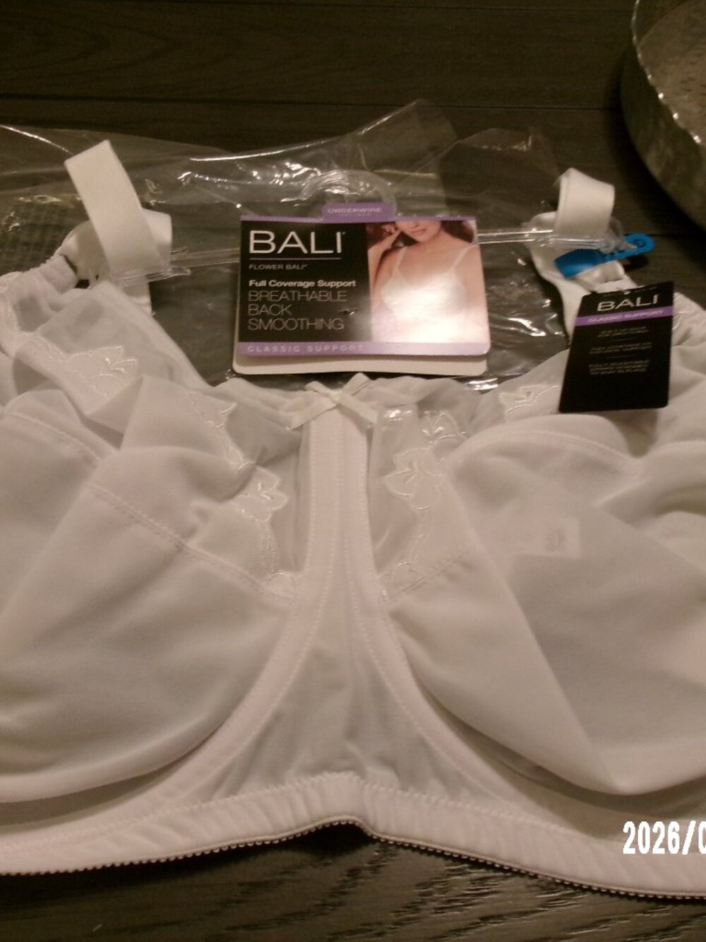 Bali Underwire Bra Flower Full Coverage Comfort Figure 50DDD U Back Womens #0180